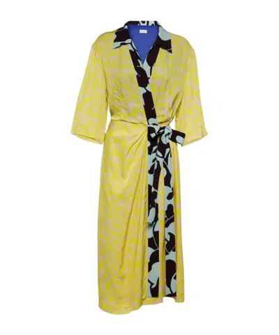 Dries Van Noten Collared Short-sleeved Dress In Yellow