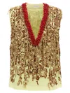 Dries Van Noten Beaded V-neckline Sleeveless Shirt With Textured Finish
