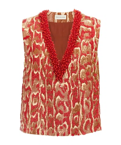 DRIES VAN NOTEN DRIES VAN NOTEN COLLEGE SEQUIN EMBELLISHED PRINTED TOP