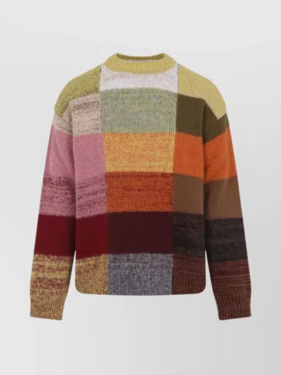 DRIES VAN NOTEN COLOR BLOCK CREW NECK LONG SLEEVE SWEATER