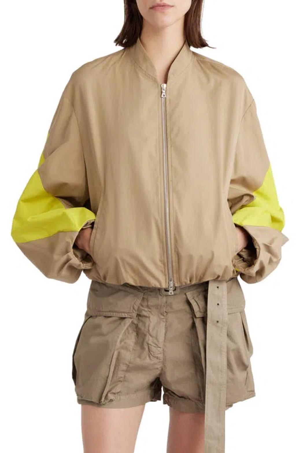 Dries Van Noten Colorblock Cotton Windbreaker Jacket In Beige 