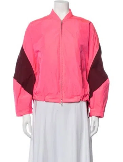 Pre-owned Dries Van Noten Colorblock Pattern Bomber Jacket In Pink