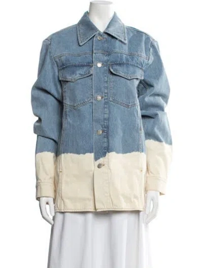 Pre-owned Dries Van Noten Colorblock Pattern Denim Jacket In Blue