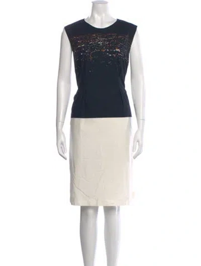 Pre-owned Dries Van Noten Colorblock Pattern Knee-length Dress In Black
