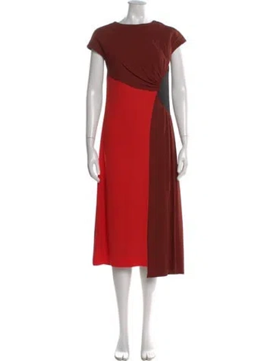 Pre-owned Dries Van Noten Colorblock Pattern Midi Length Dress In Black