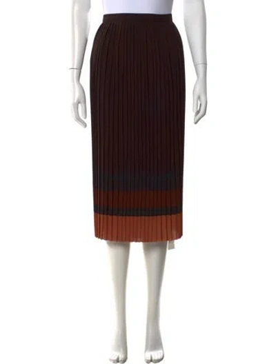 Pre-owned Dries Van Noten Colorblock Pattern Midi Length Skirt In Brown