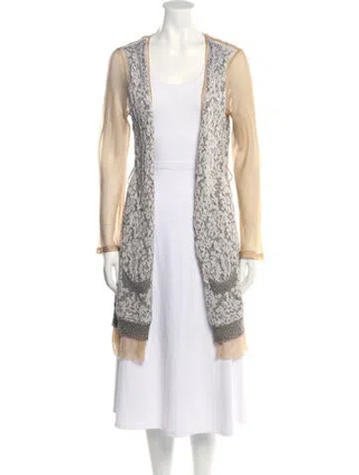 Pre-owned Dries Van Noten Colorblock Pattern Open Front Sweater In Silver