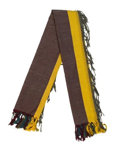 Pre-owned Dries Van Noten Colorblock Pattern Scarf In Green