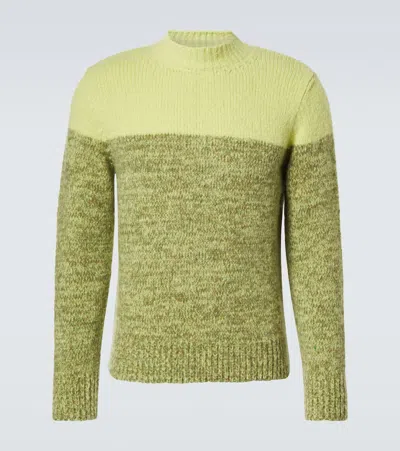 Dries Van Noten Colorblocked Alpaca And Wool-blend Sweater In Yellow