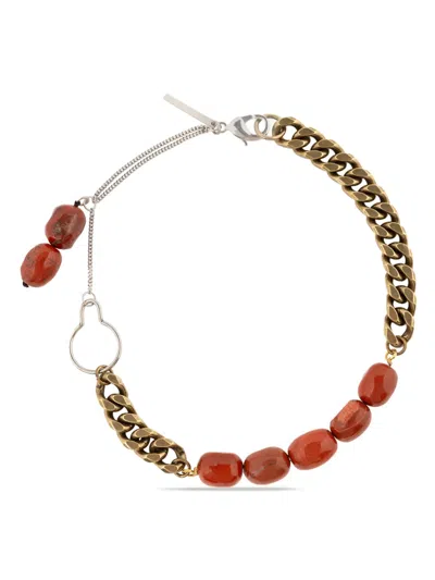 Dries Van Noten Colour-block Multi-chain Necklace In Gold