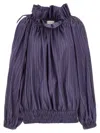 Dries Van Noten Frilled Top With Elasticated Hem And Long Sleeves