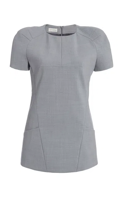 Dries Van Noten Conelly Tailored Wool-blend Top In Gray