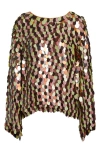 Dries Van Noten Connu Paillette Long Sleeve Top In Brown