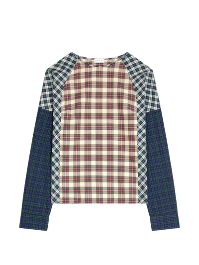 Dries Van Noten Contrast Cotton Flannel Top In Neutrals
