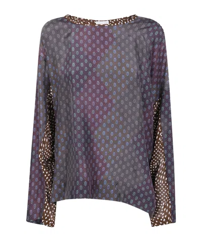 DRIES VAN NOTEN CONTRAST-PRINT SILK TOP
