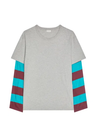 Dries Van Noten Contrast-sleeves T-shirt In Gray