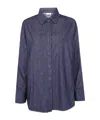 Dries Van Noten Contrast-stitching Denim Shirt In Purple