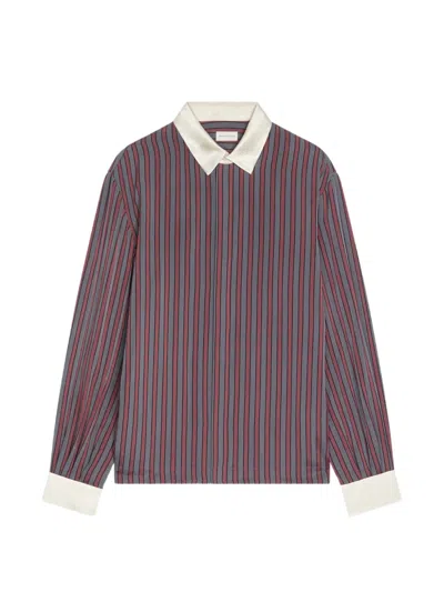 Dries Van Noten Contrast Striped Shirt In Burgundy