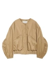 Dries Van Noten Contrast Trim Cotton Blouson Jacket In Beige