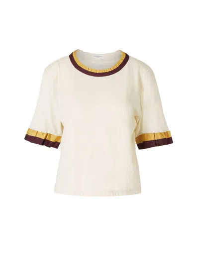 Dries Van Noten Contrast Trim Crewneck T In Contrasting Ribbon Details On Neck And Sleeves