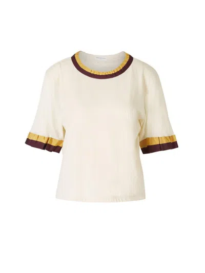 Dries Van Noten Contrast Trim Crewneck T In Beige