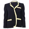 Dries Van Noten Contrast Trim Jacket In Navy Blue Wool In Black