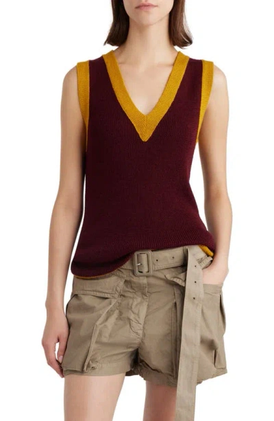 DRIES VAN NOTEN CONTRAST TRIM WOOL BLEND SWEATER VEST