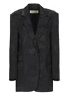 Dries Van Noten Basti Floral Jacquard Oversize Satin Blazer