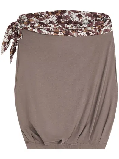Dries Van Noten Contrasting Knot-detail Top In Gray