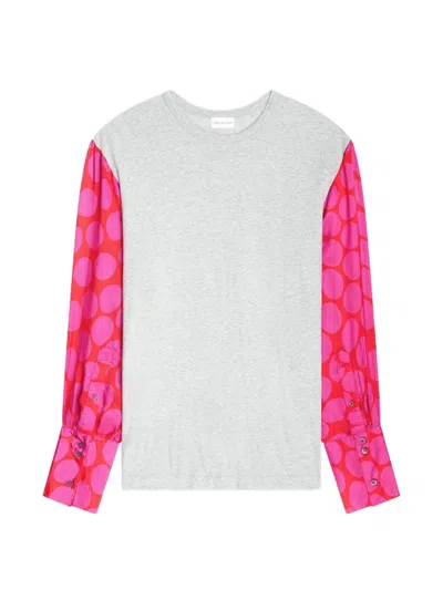 Dries Van Noten Contrast-sleeves T-shirt In Gray