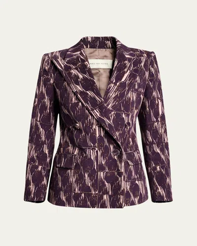 Dries Van Noten Corduroy Double-breasted Jacket In Purple