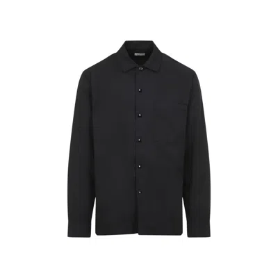 Dries Van Noten Cornish Black Tech Fabric Shirt With Pointed Collar