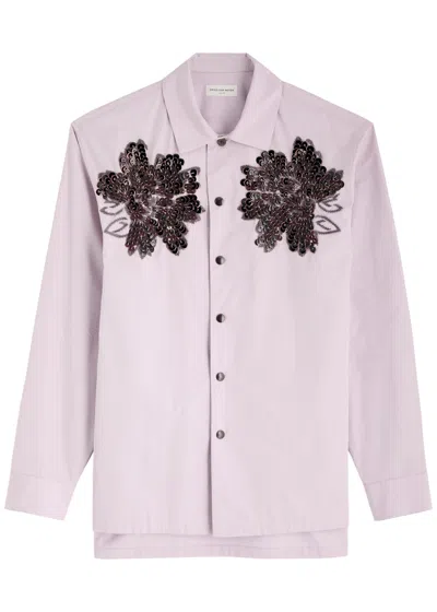 Dries Van Noten Cornish Embellished Cotton-poplin Shirt In Purple