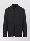 Dries Van Noten Cornish Black Tech Fabric Shirt With Pointed Collar