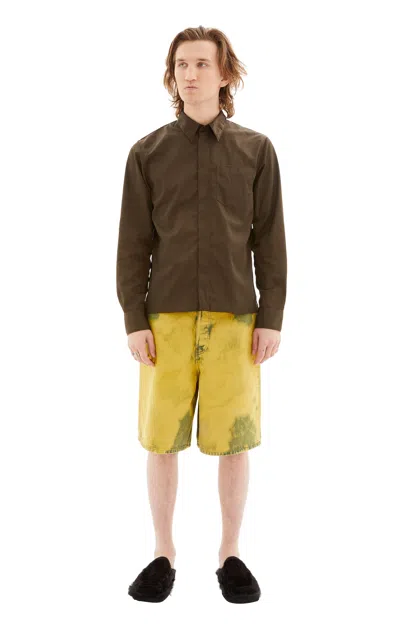 Dries Van Noten Corran Zip Shirt In Khaki