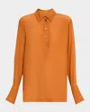 Dries Van Noten Corsala Button Down Silk-blend Shirt In Light Rust