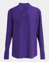 Dries Van Noten Corsala Button Down Silk-blend Shirt In Purple
