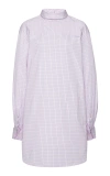 Dries Van Noten Checked Popeline Turtleneck Shirt With High Collar In Gray