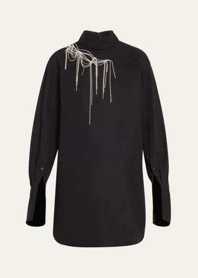 Dries Van Noten Corso Embellished Oversize Cotton Shirt In Black