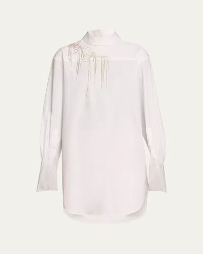 Dries Van Noten Corso Embellished Oversize Cotton Shirt In White
