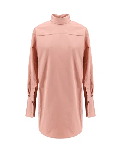 Dries Van Noten High-neck Cotton Blouse In Pink