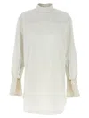 Dries Van Noten Back Buttoned Checkered Shirt With High Collar In White/black