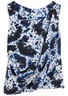 Dries Van Noten Cot Orchid Petal Print Draped Top In Navy
