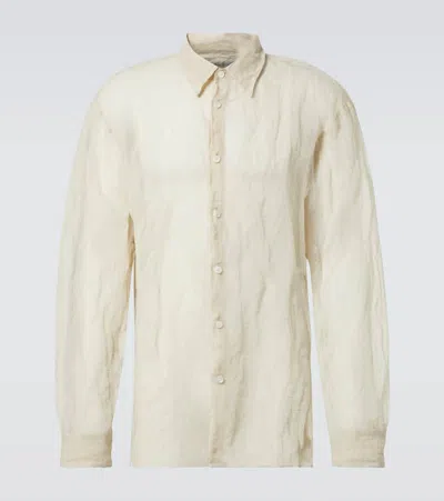 Dries Van Noten Cotton And Silk-blend Lamé Shirt In Natural