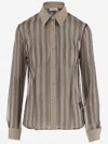 DRIES VAN NOTEN COTTON AND SILK SHIRT WITH STRIPED PATTERN
