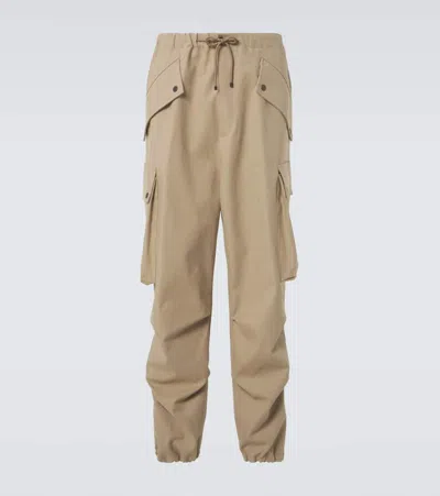 Dries Van Noten Cotton-blend Cargo Trousers In Beige