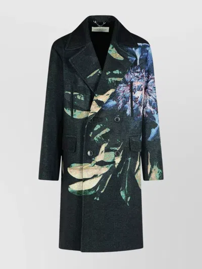 DRIES VAN NOTEN COTTON BLEND COAT FLORAL PATTERN