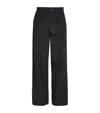 Dries Van Noten Cotton-blend Fold-over Wide-leg Trousers In Black
