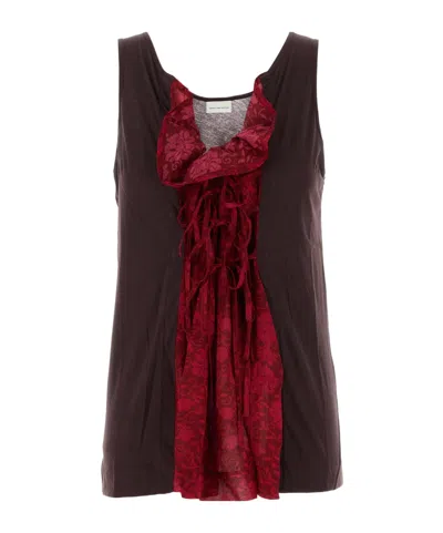 DRIES VAN NOTEN COTTON BLEND GAMBA TANK TOP