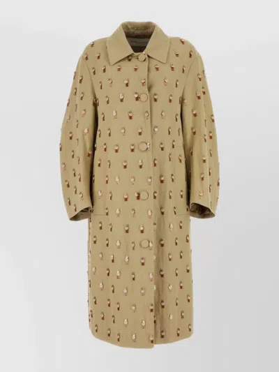 DRIES VAN NOTEN COTTON BLEND ROLENDO COAT WITH EMBROIDERED DETAILING